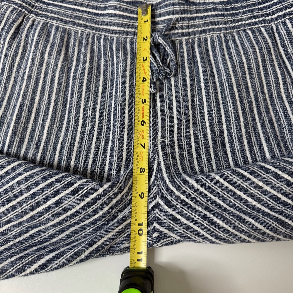 Old Navy blue white striped linen blend pants size medium drawstring wide leg - Picture 10 of 15